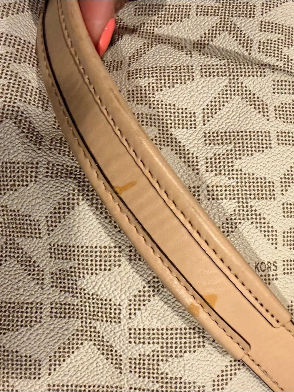 Michael Kors Beige Logo Hobo with Gold Hardware